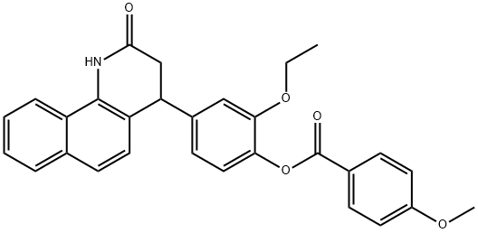 2-ethoxy-4-(2-oxo-1,2,3,4-tetrahydrobenzo[h]quinolin-4-yl)phenyl 4-methoxybenzoate Struktur