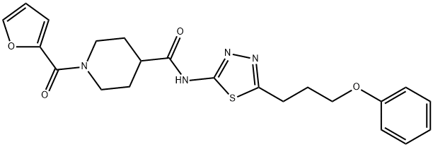 1-(furan-2-ylcarbonyl)-N-[5-(3-phenoxypropyl)-1,3,4-thiadiazol-2-yl]piperidine-4-carboxamide Struktur