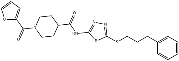 1-(furan-2-ylcarbonyl)-N-{5-[(3-phenylpropyl)sulfanyl]-1,3,4-thiadiazol-2-yl}piperidine-4-carboxamide Struktur