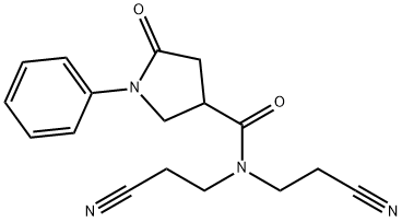 N,N-bis(2-cyanoethyl)-5-oxo-1-phenylpyrrolidine-3-carboxamide Struktur