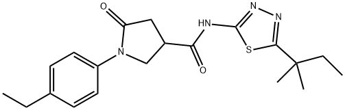 1-(4-ethylphenyl)-N-[5-(2-methylbutan-2-yl)-1,3,4-thiadiazol-2-yl]-5-oxopyrrolidine-3-carboxamide Struktur