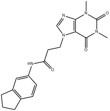 N-(2,3-dihydro-1H-inden-5-yl)-3-(1,3-dimethyl-2,6-dioxo-1,2,3,6-tetrahydro-7H-purin-7-yl)propanamide Struktur