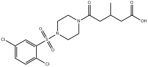 5-(4-((2,5-dichlorophenyl)sulfonyl)piperazin-1-yl)-3-methyl-5-oxopentanoic acid Struktur