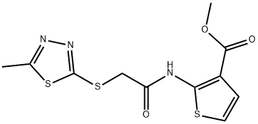 methyl 2-(2-((5-methyl-1,3,4-thiadiazol-2-yl)thio)acetamido)thiophene-3-carboxylate Struktur