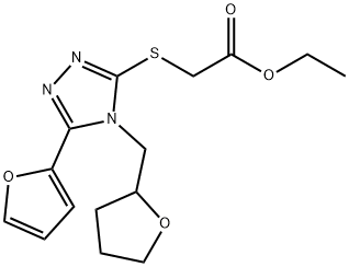 ethyl 2-((5-(furan-2-yl)-4-((tetrahydrofuran-2-yl)methyl)-4H-1,2,4-triazol-3-yl)thio)acetate Struktur