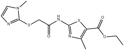 ethyl 4-methyl-2-(2-((1-methyl-1H-imidazol-2-yl)thio)acetamido)thiazole-5-carboxylate Struktur