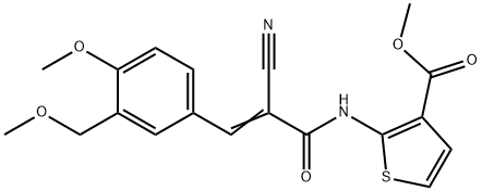 (E)-methyl 2-(2-cyano-3-(4-methoxy-3-(methoxymethyl)phenyl)acrylamido)thiophene-3-carboxylate Struktur