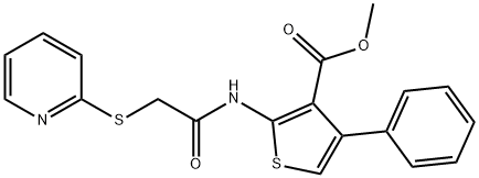 methyl 4-phenyl-2-(2-(pyridin-2-ylthio)acetamido)thiophene-3-carboxylate Struktur