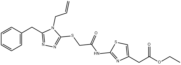 ethyl 2-(2-(2-((4-allyl-5-benzyl-4H-1,2,4-triazol-3-yl)thio)acetamido)thiazol-4-yl)acetate Struktur