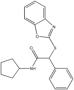 2-(1,3-benzoxazol-2-ylsulfanyl)-N-cyclopentyl-2-phenylacetamide Struktur