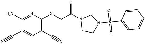 2-amino-6-({2-oxo-2-[3-(phenylsulfonyl)imidazolidin-1-yl]ethyl}sulfanyl)pyridine-3,5-dicarbonitrile Struktur