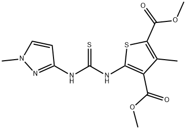 dimethyl 3-methyl-5-(3-(1-methyl-1H-pyrazol-3(2H)-ylidene)thioureido)thiophene-2,4-dicarboxylate Struktur