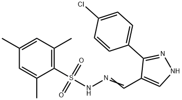 (E)-N'-((3-(4-chlorophenyl)-1H-pyrazol-4-yl)methylene)-2,4,6-trimethylbenzenesulfonohydrazide Struktur