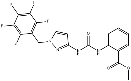 methyl 2-(3-(1-((perfluorophenyl)methyl)-1H-pyrazol-3(2H)-ylidene)ureido)benzoate Struktur