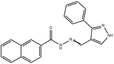 (E)-N'-((3-phenyl-1H-pyrazol-4-yl)methylene)-2-naphthohydrazide Struktur