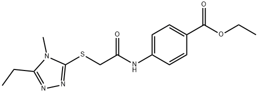 ethyl 4-(2-((5-ethyl-4-methyl-4H-1,2,4-triazol-3-yl)thio)acetamido)benzoate Struktur