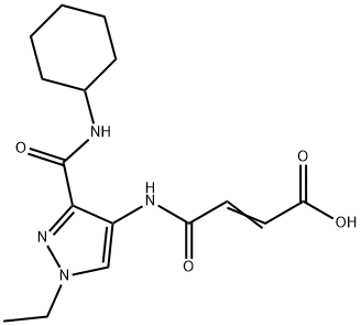 (E)-4-((3-(cyclohexylcarbamoyl)-1-ethyl-1H-pyrazol-4-yl)amino)-4-oxobut-2-enoic acid Struktur