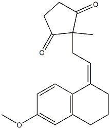 2-[2-(6-methoxytetralin-1-ylidene)-ethyl]-2-methylcyclopentane-1,3-dione
 Struktur