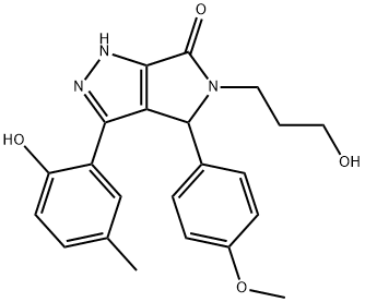 3-(2-hydroxy-5-methylphenyl)-5-(3-hydroxypropyl)-4-(4-methoxyphenyl)-4,5-dihydropyrrolo[3,4-c]pyrazol-6(2H)-one Struktur