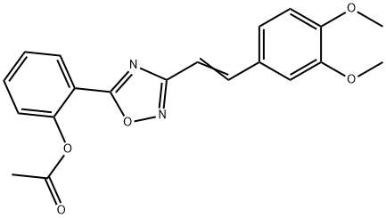 (E)-2-(3-(3,4-dimethoxystyryl)-1,2,4-oxadiazol-5-yl)phenyl acetate Struktur