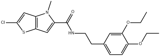 2-Chloro-N-[2-(3,4-dimethoxyphenyl)ethyl]-4-methyl-4H-thieno[3,2-b]pyrrole-5-carboxamide Struktur