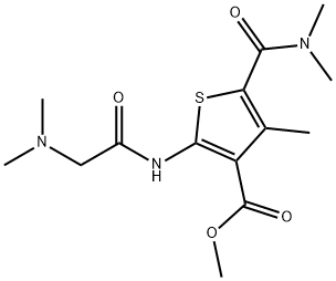 methyl 2-(2-(dimethylamino)acetamido)-5-(dimethylcarbamoyl)-4-methylthiophene-3-carboxylate Struktur