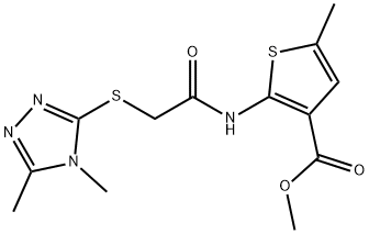 methyl 2-(2-((4,5-dimethyl-4H-1,2,4-triazol-3-yl)thio)acetamido)-5-methylthiophene-3-carboxylate Struktur