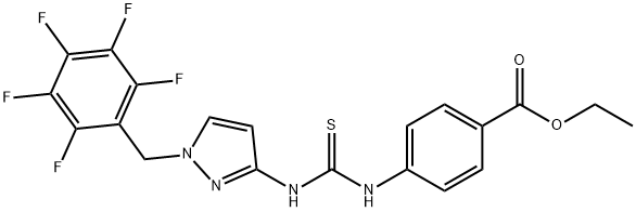 ethyl 4-(3-(1-((perfluorophenyl)methyl)-1H-pyrazol-3(2H)-ylidene)thioureido)benzoate Struktur