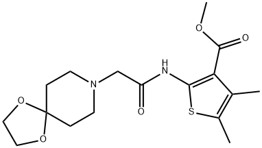 methyl 2-(2-(1,4-dioxa-8-azaspiro[4.5]decan-8-yl)acetamido)-4,5-dimethylthiophene-3-carboxylate Struktur