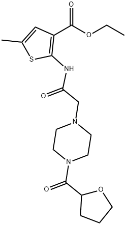 ethyl 5-methyl-2-(2-(4-(tetrahydrofuran-2-carbonyl)piperazin-1-yl)acetamido)thiophene-3-carboxylate Struktur