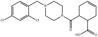 6-(4-(2,4-dichlorobenzyl)piperazine-1-carbonyl)cyclohex-3-enecarboxylic acid Struktur