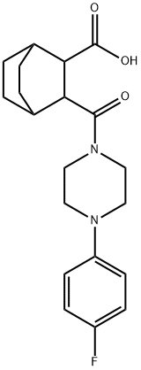 3-(4-(4-fluorophenyl)piperazine-1-carbonyl)bicyclo[2.2.2]octane-2-carboxylic acid Struktur