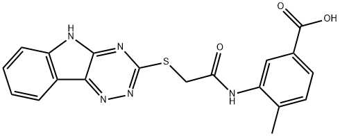 4-methyl-3-{[(5H-[1,2,4]triazino[5,6-b]indol-3-ylsulfanyl)acetyl]amino}benzoic acid Struktur