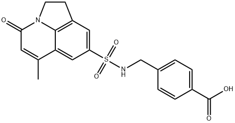 4-({[(6-methyl-4-oxo-1,2-dihydro-4H-pyrrolo[3,2,1-ij]quinolin-8-yl)sulfonyl]amino}methyl)benzoic acid Struktur