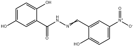 (E)-2,5-dihydroxy-N'-(2-hydroxy-5-nitrobenzylidene)benzohydrazide Struktur