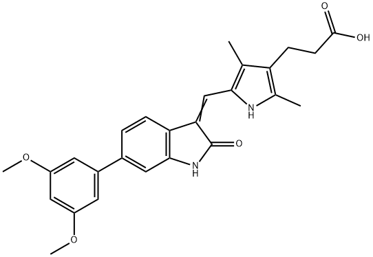 5-[[6-(3,5-Dimethoxyphenyl)-1,2-dihydro-2-oxo-3H-indol-3-ylidene]methyl]-2,4-dimethyl-1H-pyrrole-3-propanoic acid Struktur