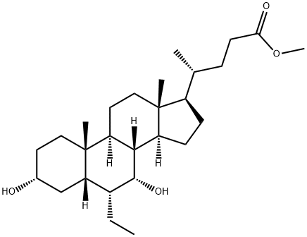 (R)-methyl 4-((3R,5S,6R,7R,10S,13R)-6-ethyl-3,7-dihydroxy-10,13-dimethyl-hexadecahydro-1H-cyclopenta[a]phenanthren-17-yl)pentanoate Struktur