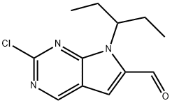 2-chloro-7-(pentan-3-yl)-7H-pyrrolo[2,3-d]pyrimidine-6-carbaldehyde Struktur