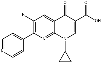 1-Cyclopropyl-6-fluoro-4-oxo-7-(pyridin-4-yl)-1,4-dihydro-1,8-naphthyridine-3-carboxylic acid Struktur