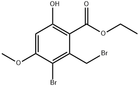 Ethyl 3-bromo-2-(bromomethyl)-6-hydroxy-4-methoxybenzoate Struktur