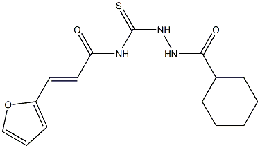 N-{[2-(cyclohexylcarbonyl)hydrazino]carbonothioyl}-3-(2-furyl)acrylamide Struktur