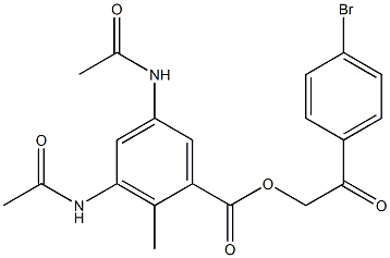 2-(4-bromophenyl)-2-oxoethyl 3,5-diacetamido-2-methylbenzoate Struktur