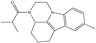 2-methyl-1-(8-methyl-3a,4,5,6-tetrahydro-1H-pyrazino[3,2,1-jk]carbazol-3(2H)-yl)propan-1-one Struktur