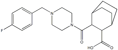 3-(4-(4-fluorobenzyl)piperazine-1-carbonyl)bicyclo[2.2.2]octane-2-carboxylic acid Struktur