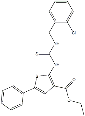 ethyl 2-(3-(2-chlorobenzyl)thioureido)-5-phenylthiophene-3-carboxylate Struktur