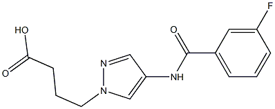 4-(4-(3-fluorobenzamido)-1H-pyrazol-1-yl)butanoic acid Struktur