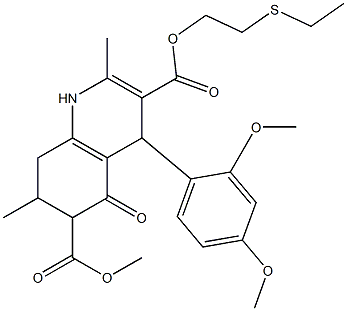 3-(2-(ethylthio)ethyl) 6-methyl 4-(2,4-dimethoxyphenyl)-2,7-dimethyl-5-oxo-1,4,5,6,7,8-hexahydroquinoline-3,6-dicarboxylate Struktur