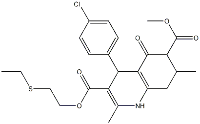 3-(2-(ethylthio)ethyl) 6-methyl 4-(4-chlorophenyl)-2,7-dimethyl-5-oxo-1,4,5,6,7,8-hexahydroquinoline-3,6-dicarboxylate Struktur