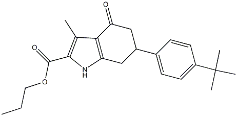 propyl 6-(4-(tert-butyl)phenyl)-3-methyl-4-oxo-4,5,6,7-tetrahydro-1H-indole-2-carboxylate Struktur