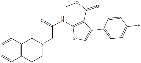 methyl 2-(2-(3,4-dihydroisoquinolin-2(1H)-yl)acetamido)-4-(4-fluorophenyl)thiophene-3-carboxylate Struktur